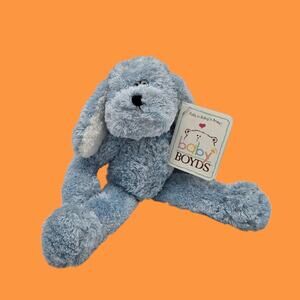 Rare Vintage NEW 10" Baby Boyds "Little Max" Squeaker Blue Dog Plush (1988-2002)